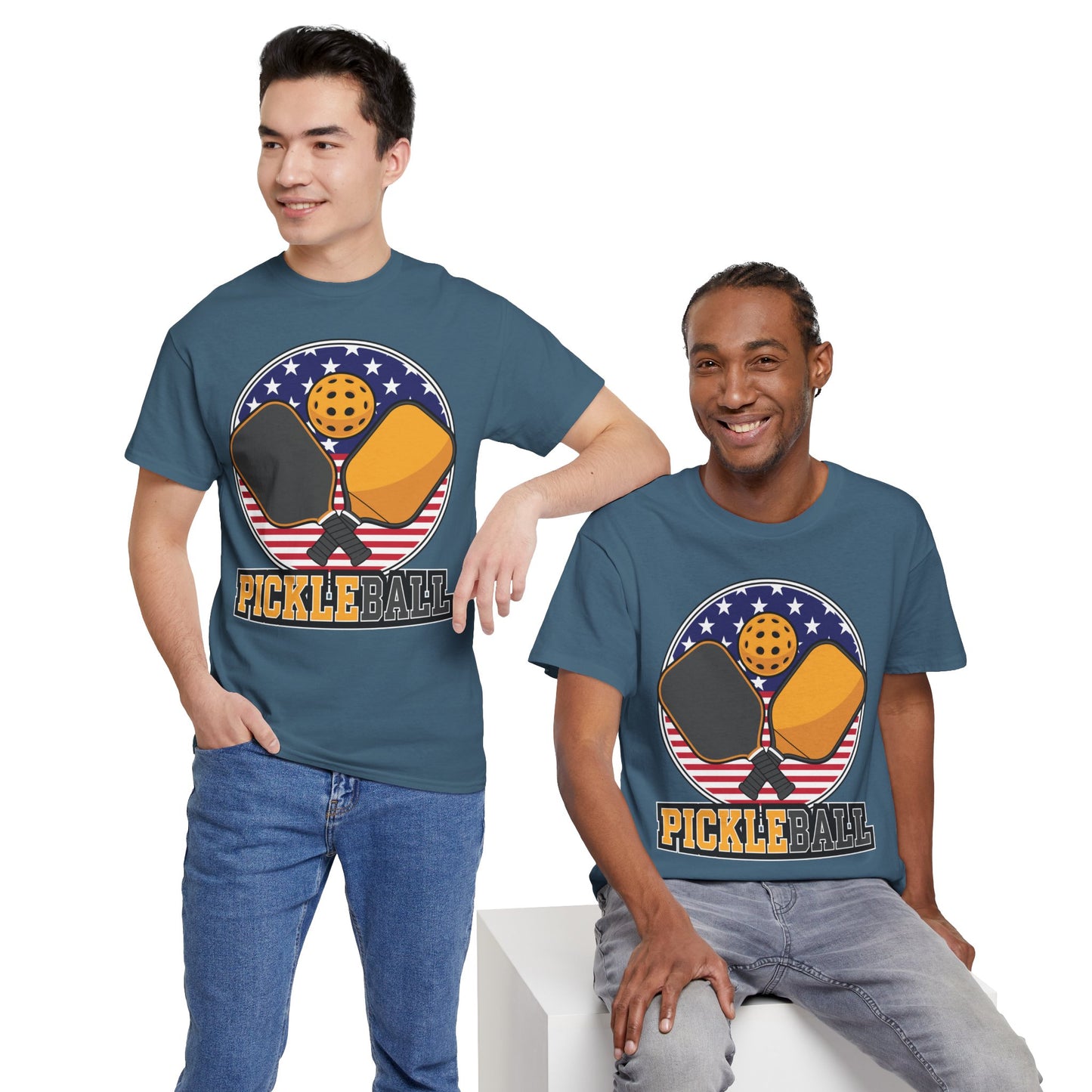 "USA Flag Paddle Pickleball" Men's Pickleball T-Shirt