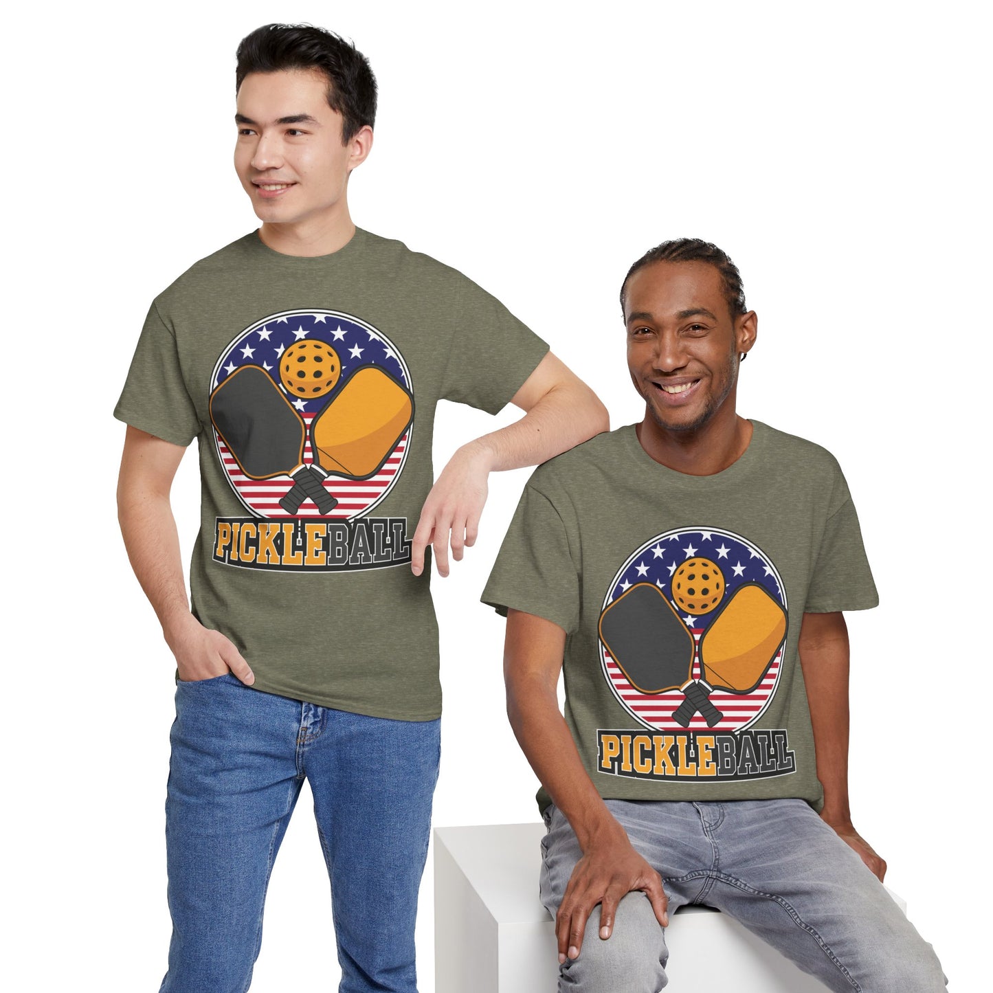 "USA Flag Paddle Pickleball" Men's Pickleball T-Shirt