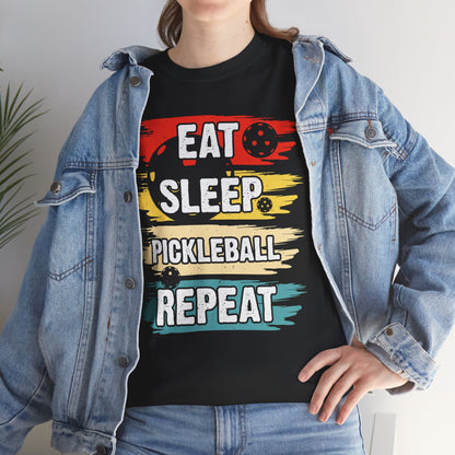 "Eat Sleep Pickleball Repeat" Funny Pickleball T-Shirt for Men and Women