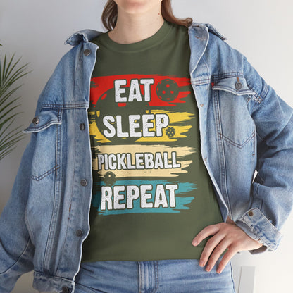 "Eat Sleep Pickleball Repeat" Funny Pickleball T-Shirt for Men and Women