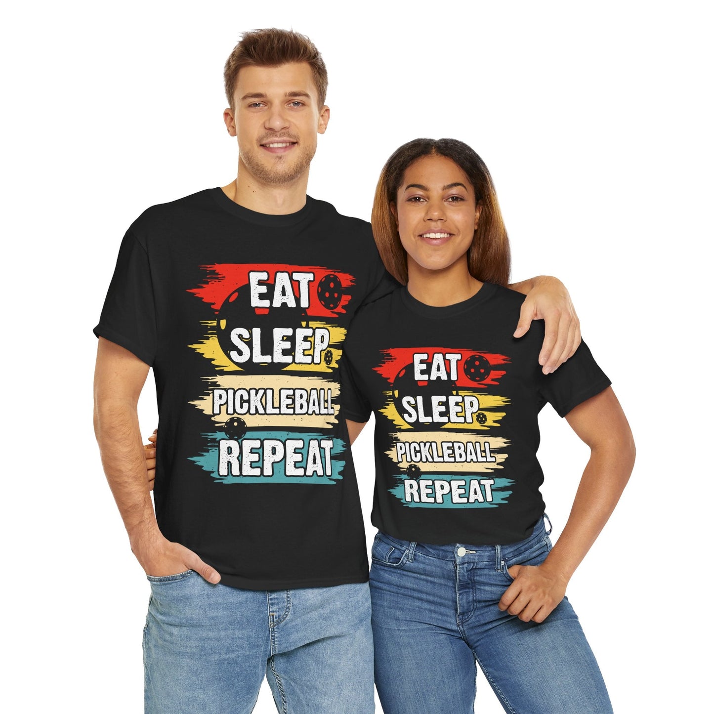 "Eat Sleep Pickleball Repeat" Funny Pickleball T-Shirt for Men and Women