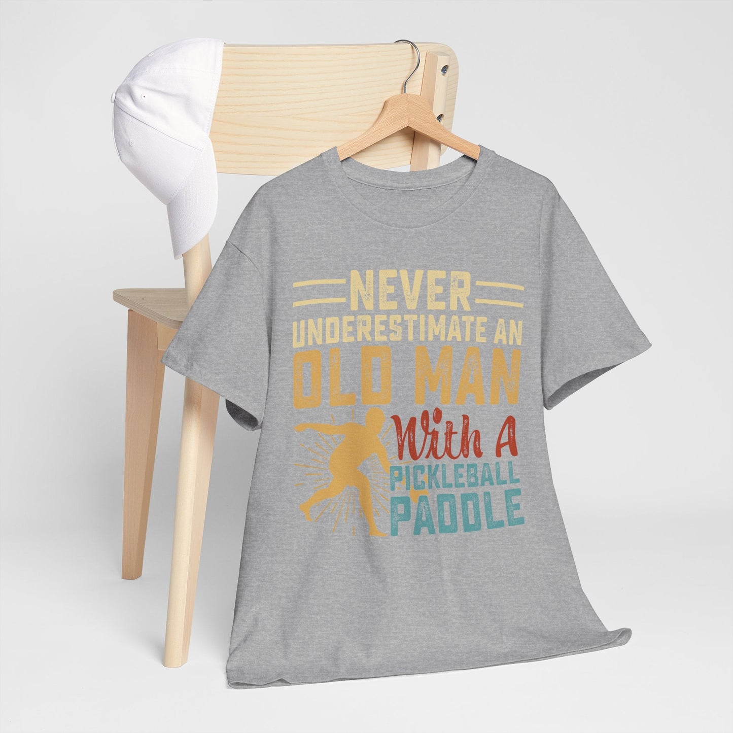 "Never Underestimate an Old Man With a Pickleball Paddle" Funny Men's Pickleball T-Shirt