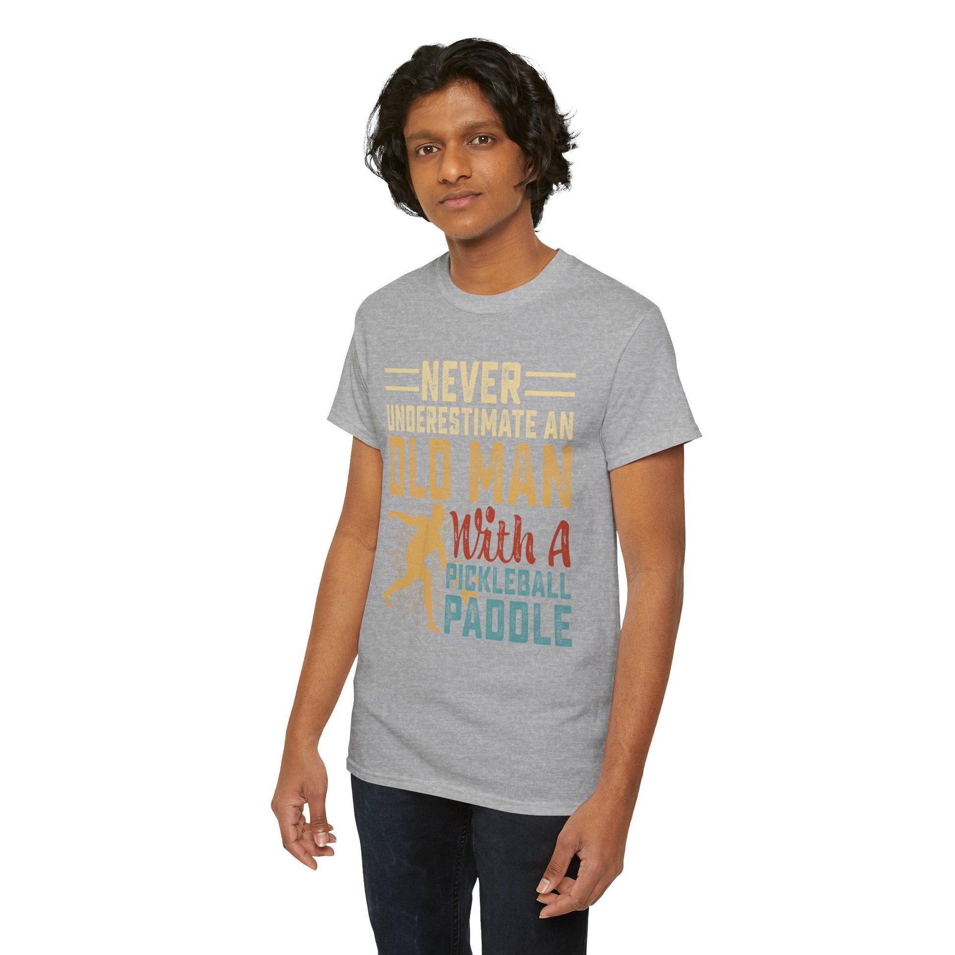 "Never Underestimate an Old Man With a Pickleball Paddle" Funny Men's Pickleball T-Shirt