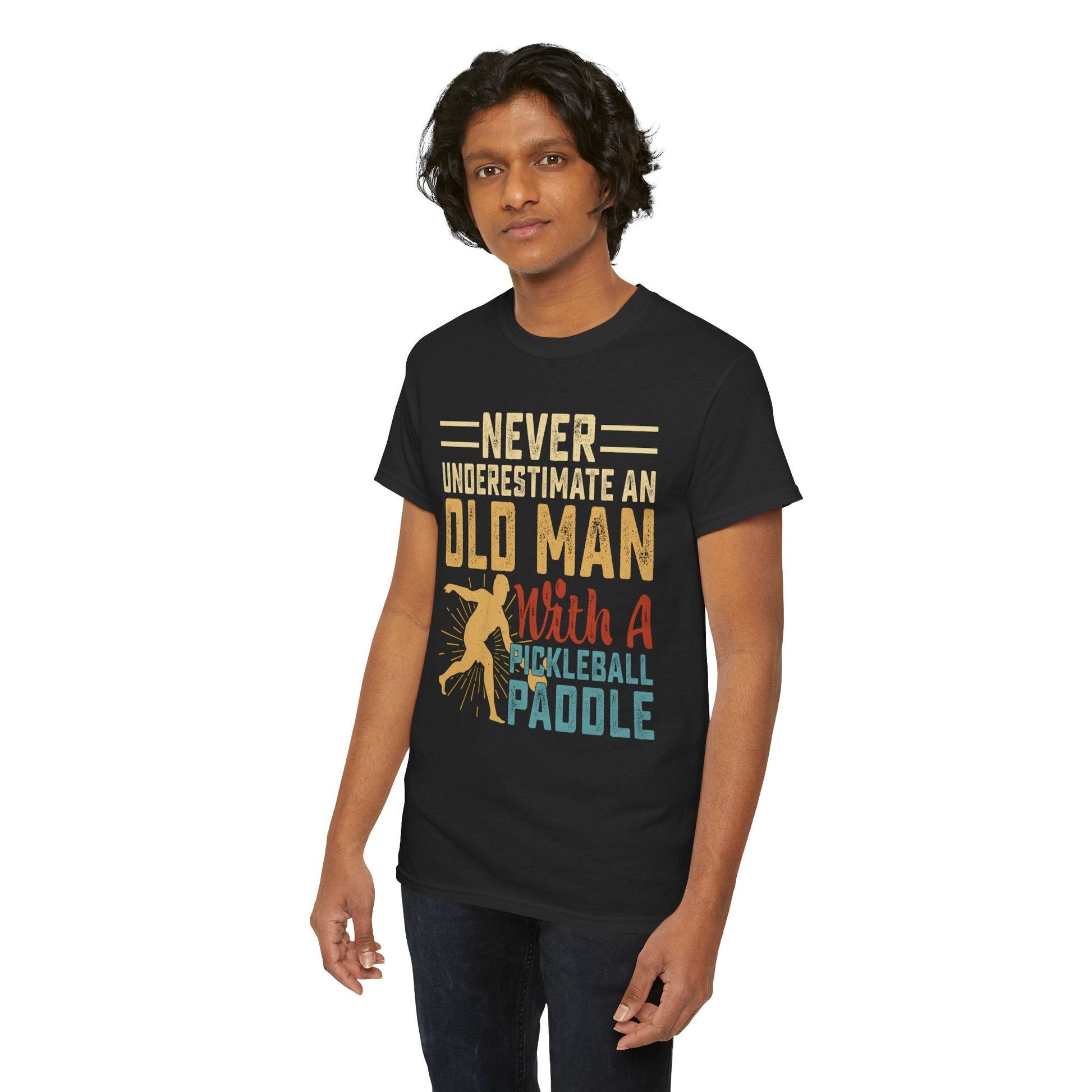 "Never Underestimate an Old Man With a Pickleball Paddle" Funny Men's Pickleball T-Shirt