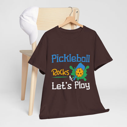 "Pickleball Rocks, Let's Play" Pickleball T-Shirt for Men and Women