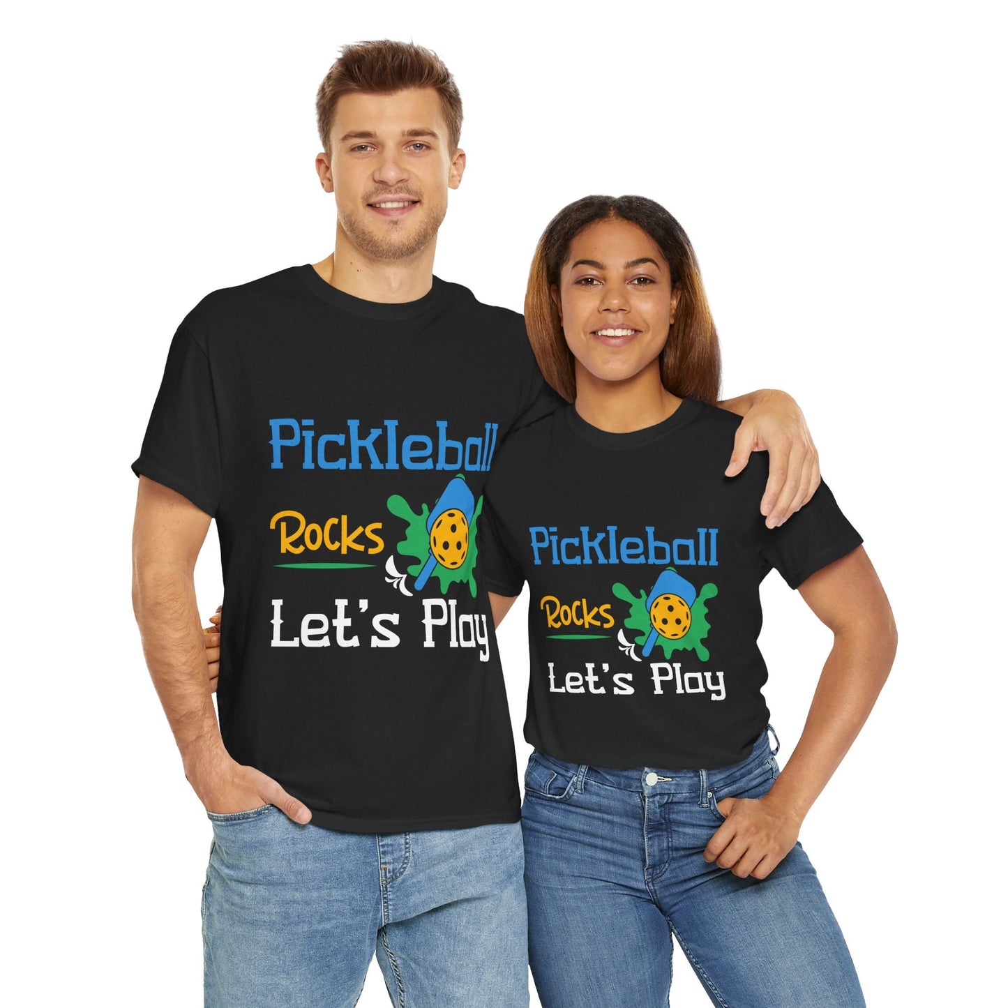 "Pickleball Rocks, Let's Play" Pickleball T-Shirt for Men and Women